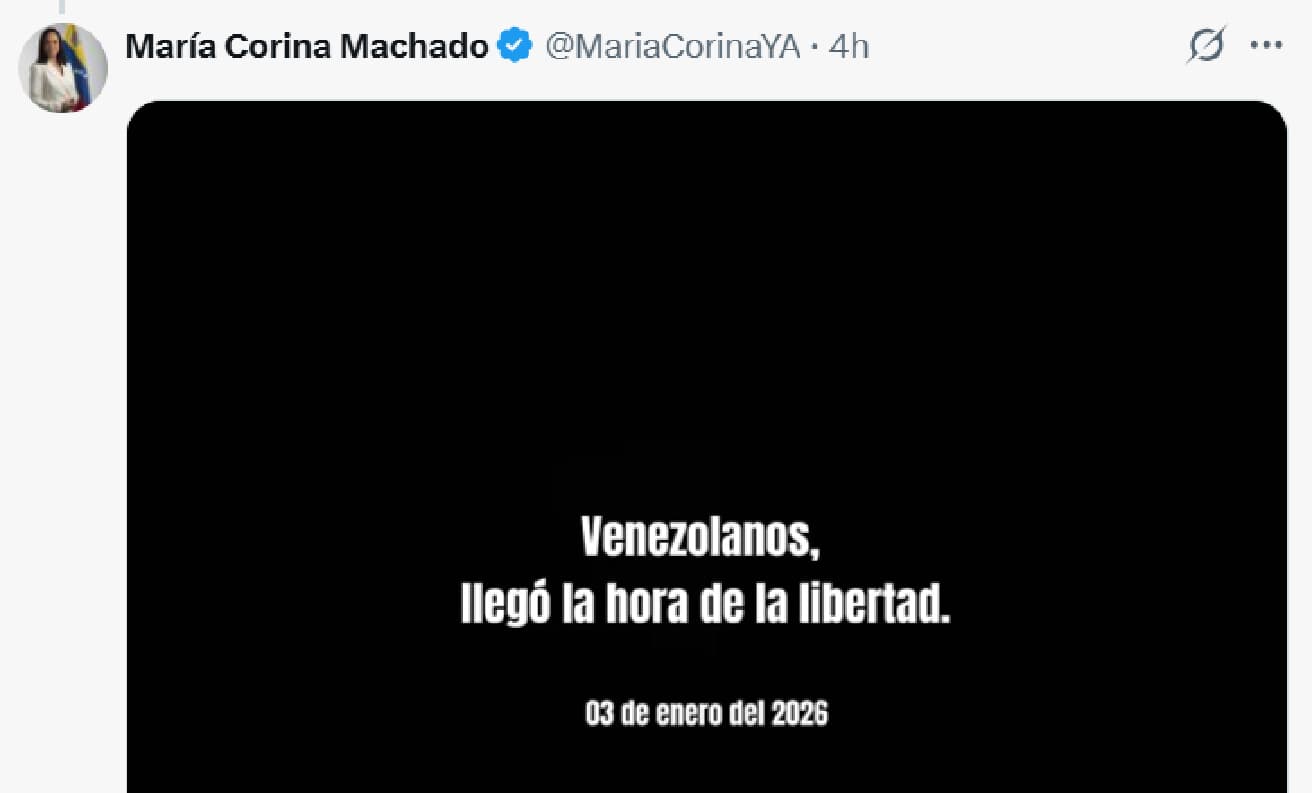 Machado emite mensaje político y llama a una “transición democrática” en Venezuela